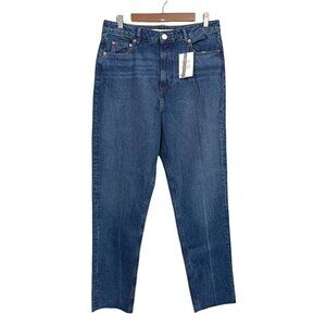ASOS Women's NWT Relaxed Fit Tapered Leg Raw Hem Straight High Rise Jeans 12/14
